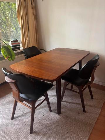 Vintage - mid century modern, uitschuifbare houten Eettafel beschikbaar voor biedingen