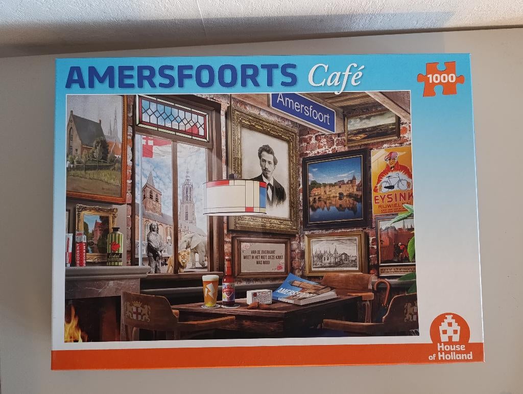 Puzzel stadsgezicht Amersfoorts café 1000 stukjes, Ophalen of Verzenden, 500 t/m 1500 stukjes, Nieuw, Legpuzzel