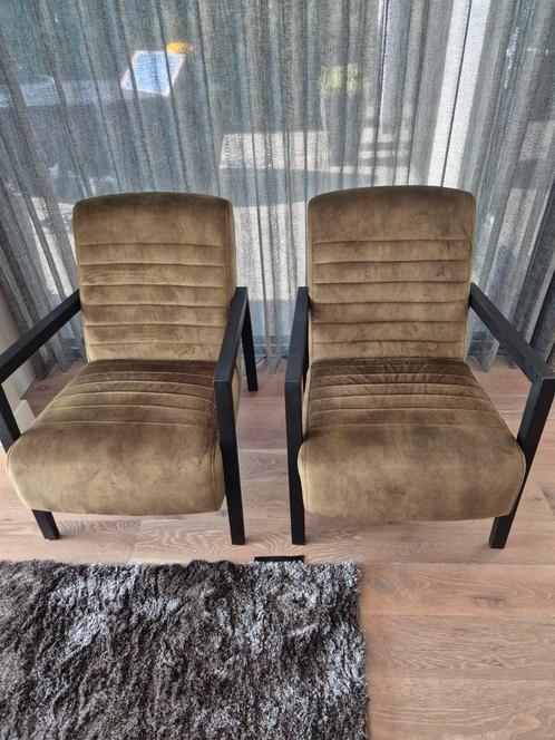 Twee fauteuils velvet groen Nieuw, Huis en Inrichting, Fauteuils, Zo goed als nieuw, 50 tot 75 cm, 75 tot 100 cm, Ophalen