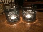 Riverdale glazen windlichten / vazen / Hurricane blue, Huis en Inrichting, Woonaccessoires | Kandelaars en Kaarsen, Ophalen