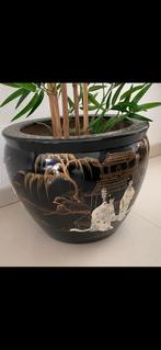 Chinese keramische pot met ingelegde geishafiguren parelmoer, Tuin en Terras, Bloempotten, Ophalen, 40 cm of meer, Rond, Zo goed als nieuw