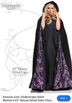 Underwraps Deluxe Velvet Satin Cape Costume, Underwraps, Carnaval, Verzenden, Nieuw
