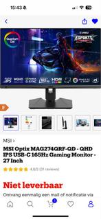 MSI Optix MAG274QRF-QD 2K Gaming Monitor, Computers en Software, Monitoren, IPS, In hoogte verstelbaar, Zo goed als nieuw, 1 tot 2 ms