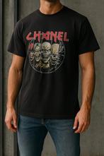Zwarte T-shirt met doodskoppen, Ophalen of Verzenden, Zo goed als nieuw, Maat 52/54 (L), Zwart