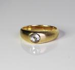 14 krt gouden ring met grote Amsterdamse roos-diamant, Ophalen of Verzenden, Goud, Ring, Met edelsteen