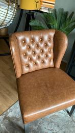 4 bruine leren stoelen, Huis en Inrichting, Stoelen, Ophalen, Bruin, Leer, Zo goed als nieuw