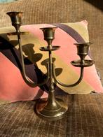 Vintage messing kandelaar staand 3 arms, Antiek en Kunst, Ophalen, Koper of Brons