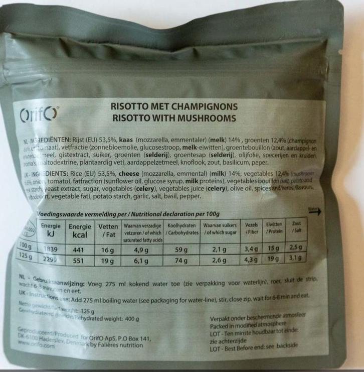 Gevriesdroogde voeding orifo prep of voor in noodpakket, Diversen, Levensmiddelen, Ophalen of Verzenden