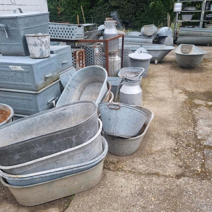 Zinken teil, ton,bak,badkuip, vuilnisbak enz., Antiek en Kunst, Curiosa en Brocante, Ophalen