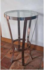 Strakke Bijzettafel, plantentafeltje chroom, Ophalen, Minder dan 55 cm, Metaal of Aluminium, Rond