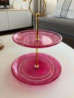 Leuke roze etagiere van glas, Ophalen of Verzenden, Zo goed als nieuw