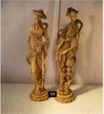 2 Mooie Oude oosterse Beelden - Man en Vrouw - 46cm, Antiek en Kunst, Ophalen of Verzenden