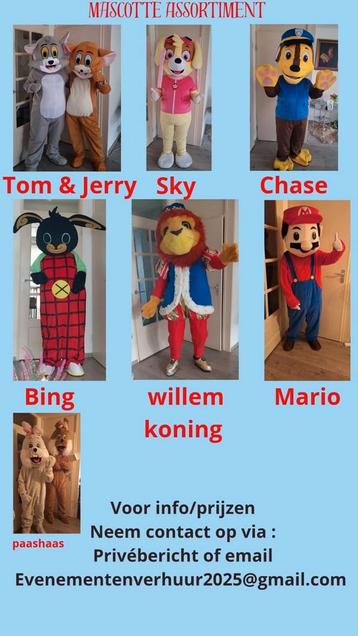 Leuke mascottes met acteur Voor elk feestje  beschikbaar voor biedingen