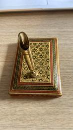 Khatam Kari pennenhouder, hout en brons, 11 cm x 7 cm, Antiek en Kunst, Ophalen of Verzenden