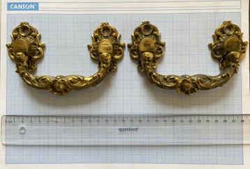 2 Zware GROTE Hendels / Grepen BAROK ANTIEK messing Deurknop beschikbaar voor biedingen