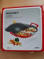 Wokset - 5 Delig - Gietijzer, Huis en Inrichting, Keuken | Potten en Pannen, Gietijzer, Nieuw, Ophalen of Verzenden, Keramische plaat