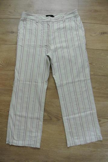 Nick dames broek 42 ( zomer) beige met groen streepje beschikbaar voor biedingen