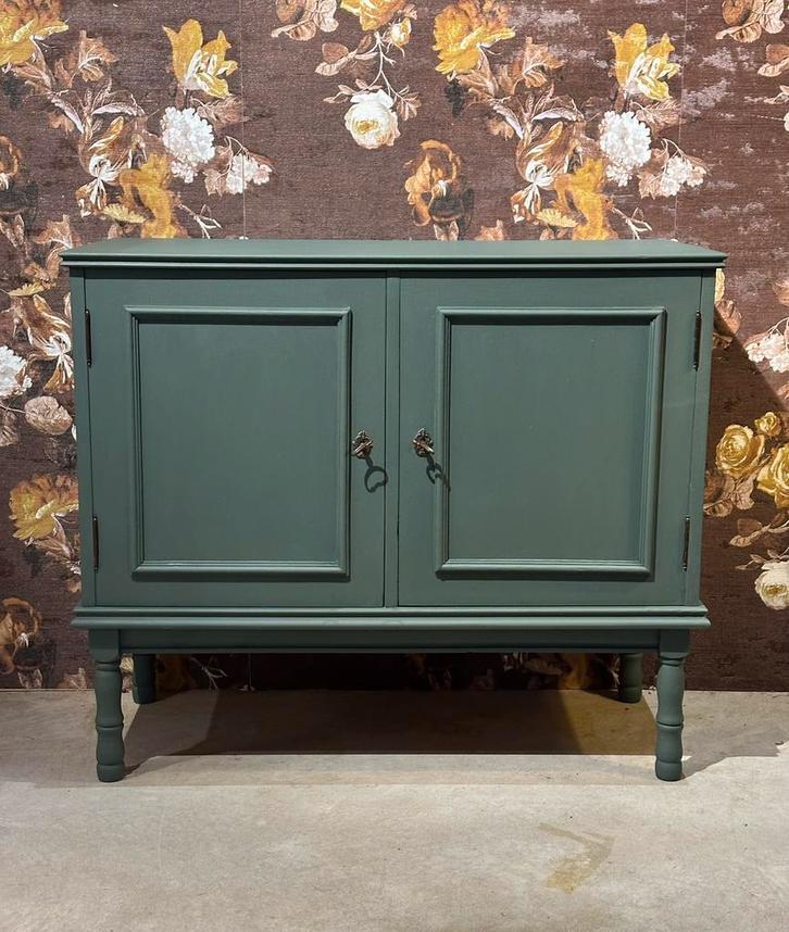 Brocante kastje - groen - basic, Huis en Inrichting, Kasten | Dressoirs, Zo goed als nieuw, 50 tot 100 cm, 25 tot 50 cm, Ophalen