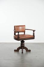 Geweldige elegante antieke schapenleren bureaustoel, Ophalen, Gebruikt, Bruin, .