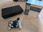 PS2 Zwart + 1 Controller + 14 Games, Ophalen of Verzenden, Met 1 controller, Gebruikt, Met games