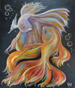 Schilderij vissen, Antiek en Kunst, Kunst | Schilderijen | Modern, Ophalen of Verzenden