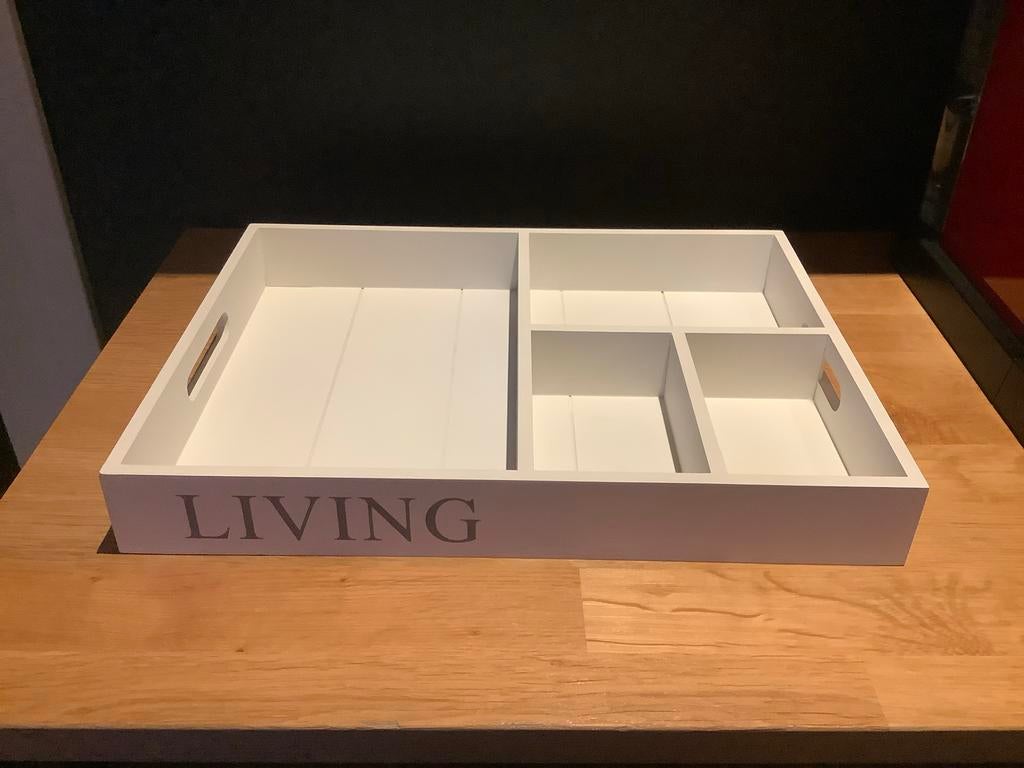 Living dienblad met vakjes  van hout - zeer nette staat, Huis en Inrichting, Ophalen of Verzenden, Zo goed als nieuw, Rechthoekig