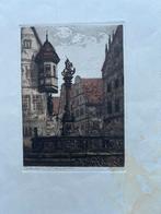 Gravure of ets Rothenburg o.B. der Tauber St. Georgsbrunnen, Ophalen of Verzenden