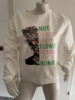 Turquoise sweater met leuke opdruk maat l/xl, Kleding | Dames, Turquoise, Wit, Maat 42/44 (L), Ophalen of Verzenden