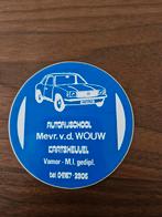 943 Vintage Autorijschool Mevr. v.d. Wouw Sticker, Ophalen of Verzenden, Gebruikt, Auto's