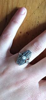 Antieke Art Deco witgouden ring,  met parel  en steentjes, Sieraden, Tassen en Uiterlijk, Antieke sieraden, Ophalen of Verzenden