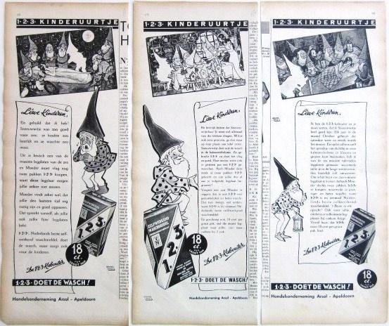 3 vintage advertenties reclames 1 2 3 wasmiddel 1935 wasch, Ophalen of Verzenden, Gebruikt, Overige typen
