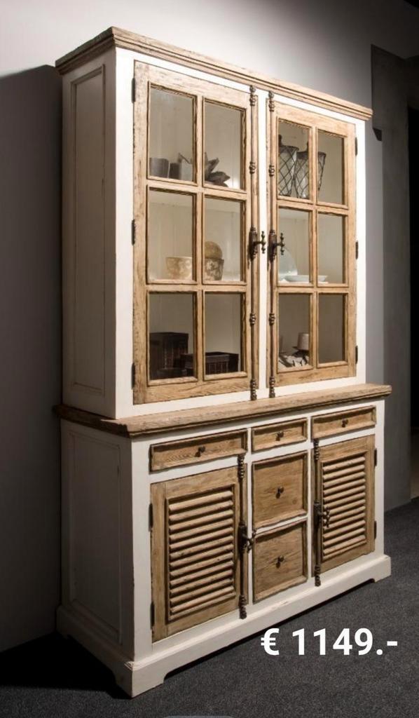 Landelijke Brocante Buffetkast Amanda € 1050.-, Huis en Inrichting, Kasten | Buffetkasten, Zo goed als nieuw, 200 cm of meer, 25 tot 50 cm