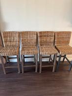 4 barstoelen, Huis en Inrichting, Barkrukken, Ophalen, Gebruikt, Met voetsteun, Riet