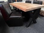 Mega Deal !! Stoere Eethoek Incl 4 Luxe Leren Stoelen !!, Ophalen, Zo goed als nieuw, 4 tot 6 stoelen