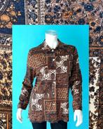 Vintage patchwork blouse bruine tinten maat M, Maat 38/40 (M), Bruin, Verzenden, Vintage