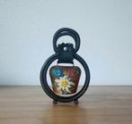 Oude koebel met klepel en emaille bloemen in standaard, Antiek en Kunst, Curiosa en Brocante, Ophalen of Verzenden