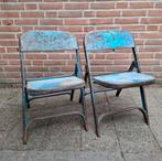 Oude blauwe klapstoeltjes, Antiek en Kunst, Curiosa en Brocante, Ophalen of Verzenden