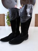 Zwarte suede hoge laatzen met lakleren bovenkant maat 39, Hoge laarzen, Zwart, Ophalen of Verzenden, Gedragen