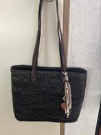 Zwarte sisal tas met boho hanger, Ophalen of Verzenden, Gebruikt, Zwart, Shopper