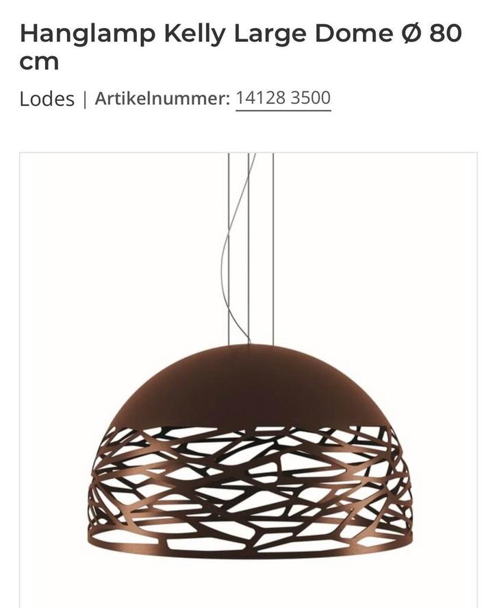 Bronzen hanglamp Lodes Kelly (80 cm), Huis en Inrichting, Lampen | Hanglampen, Zo goed als nieuw, Minder dan 50 cm, Metaal, Ophalen
