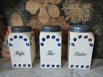 Antieke koffie thee suiker potten  beschikbaar voor biedingen
