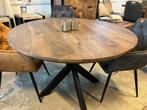 Magazijn Leegverkoop Ronde eettafel mangohout matrix zwart