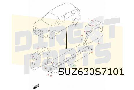 Suzuki S-Cross (1/22-) (JY / AKK) dorpelafdekking Links (5PK, Auto-onderdelen, Carrosserie en Plaatwerk, Spatbord, Suzuki, Nieuw