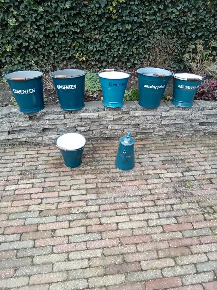 Vintage Emaille Emmer Set, Antiek en Kunst, Antiek | Emaille, Ophalen