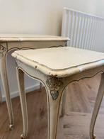 Brocante Houten Bijzettafeltjes Set, Minder dan 55 cm, Gebruikt, Rechthoekig, Hout