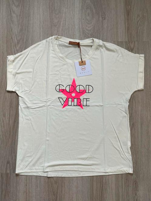 Nieuw Mooij Dames T-shirt - Good Vibe Print, Kleding | Dames, T-shirts, Nieuw, Maat 38/40 (M), Beige, Korte mouw, Ophalen of Verzenden