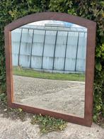 Vintage antieke XL spiegel met sobere gebogen houten lijst, Ophalen, Overige vormen