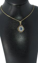 Topaas zirkonia 14k gouden ketting hanger dames briljant, Ophalen of Verzenden, Zo goed als nieuw, Met edelsteen, Info@voordeelsieraden.nl