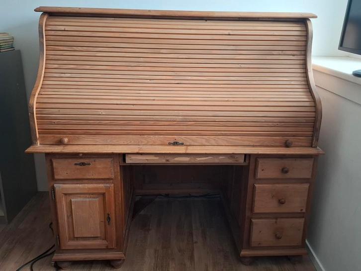 Rolluik bureau grenen, Huis en Inrichting, Bureaus, Gebruikt, Bureau, Ophalen