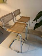 Marcel breuer stijl barkruk met buisvormig rieten zitting, Huis en Inrichting, Stoelen, Ophalen of Verzenden, Zo goed als nieuw